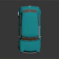 Blue Floating Car With Red Interior And Mechanical Parts Underneath