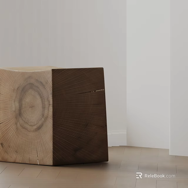 Wooden Side Table With Natural Tree Ring Pattern And Solid Wood Construction For Living Room 3d model