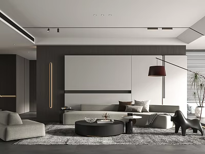 Modern Living Room Interior Design With Comfortable Sofa Coffee Table And Floor Lamp 3d model