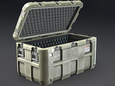 Open Military Green Hard Case With Black Foam Padding And Secure Latches For Protection 3d model