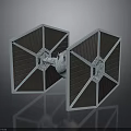 Aerospace Cosmic TIE Fighter Model With Solar Panel Wings And Detailed Design