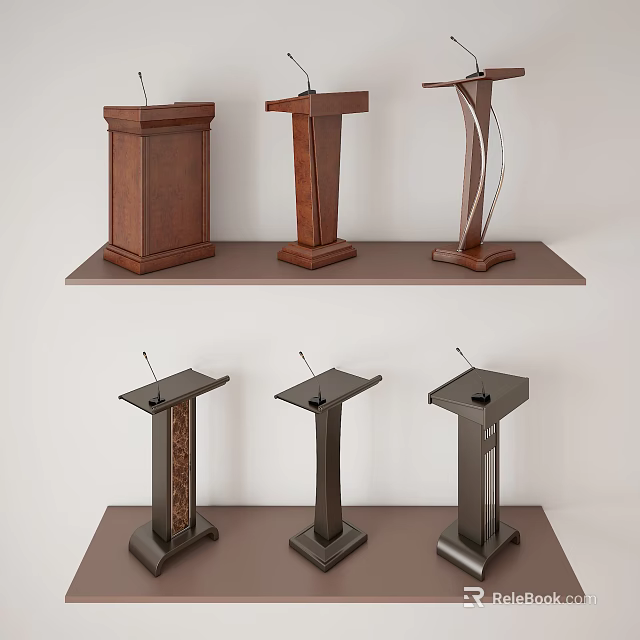 Functional Podium Designs With Wooden And Modern Styles For Presentations Events 3d model 