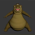 Cute Cartoon Crocodile 3D Model With Happy Expression Brown And Yellow Chubby Body Open Mouth