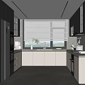 Modern Luxury Open Kitchen Interior With Marble Countertop And Cabinets