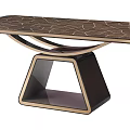 Stylish Modern Dining Table With Geometric Metal Base And Textured Tabletop 3d model