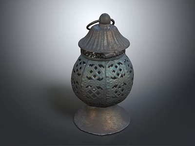 Vintage Metal Decorative Ornament Set With Intricate Cutout Lantern Design 3d model