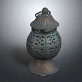 Vintage Metal Decorative Ornament Set With Intricate Cutout Lantern Design