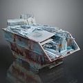 Rusted Metal Container Filled with Various Automotive Parts and Metal Scraps