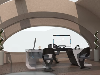 Future President's Office Rear Office Boss Manager CEO Office Alien Tea Table Glass Sunshine Room 3d model