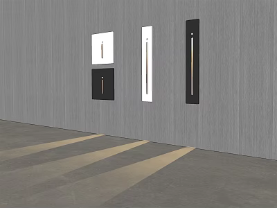 Gray Wall With Vertical Black And White Panels And Light Shadow Stripes 3d model