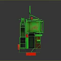 Green Agricultural Vehicle With Red Component And Conveyor Belt System