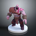 Game Movie Character Muscular Figure With Red Tattoo Brown Shoulder Armor And White Base Stand
