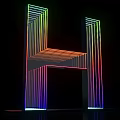 3D Letter H Design With Colorful Illuminated Lines On Black Background