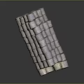 Stacked Cylindrical Hay Bales Arranged On Gray Background With Black Surface Reflection