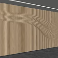 Modern Interior Wooden Wall Paneling With Vertical Slats And Wavy Design