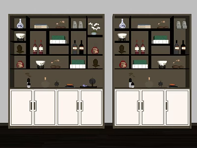 New Chinese Wine Cabinet Wine Cabinet Combination 3d model