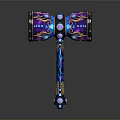 Mythical Fantasy Hammer With Colorful Flame Patterns And Ornate Purple Blue Design