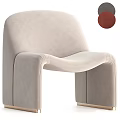 Modern Beige Lounge Chair With Plush Fabric Sleek Lines And Red Color Option