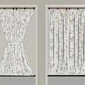 Floral Pattern Light Colored Curtains With Different Hanging Styles For Home Interior