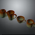 Colorful Gradient Mugs With Red Orange Green Hues In Various Sizes Arranged In A Row