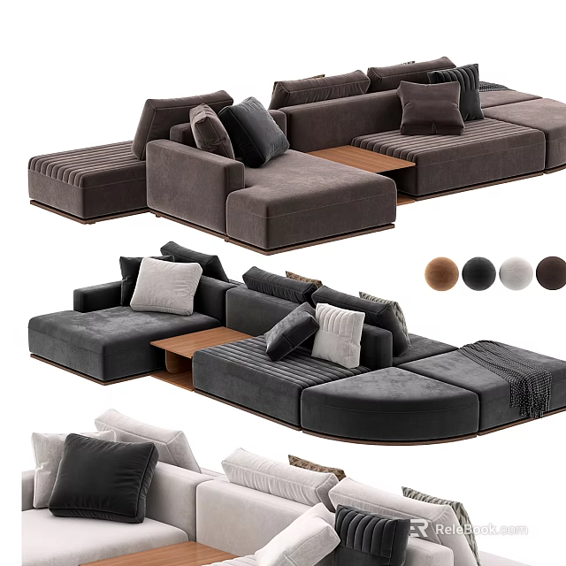 Modern Sectional Sofa Set With Comfortable Cushions Modular Design And Color Options 3d model
