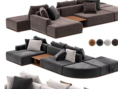 Modern Sectional Sofa Set With Comfortable Cushions Modular Design And Color Options 3d model