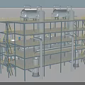 Industrial Equipment With Large Metal Tanks Multi Level Frames And Piping Systems