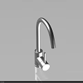 Modern Silver Kitchen Faucet With Curved Spout And Single Handle Design