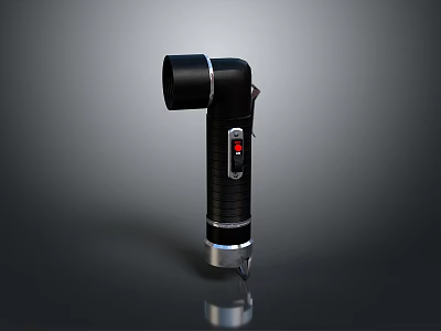 Black Handheld Portable Tool With Curved Head Red Indicator Silver Base And Modern Design 3d model