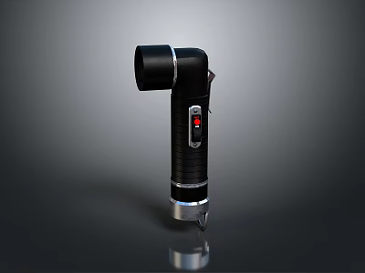 Black Handheld Portable Tool With Curved Head Red Indicator Silver Base And Modern Design 3d model