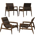 Modern Leisure Chair With Wooden Frame Dark Cushion Armrest Design For Living Room