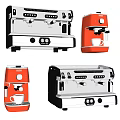 Modern Kitchen Appliances Featuring Different Coffee Machine Styles In Silver And Red