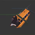 Detailed Modern Orange Helicopter 3D Model With Rotors And Black Accents