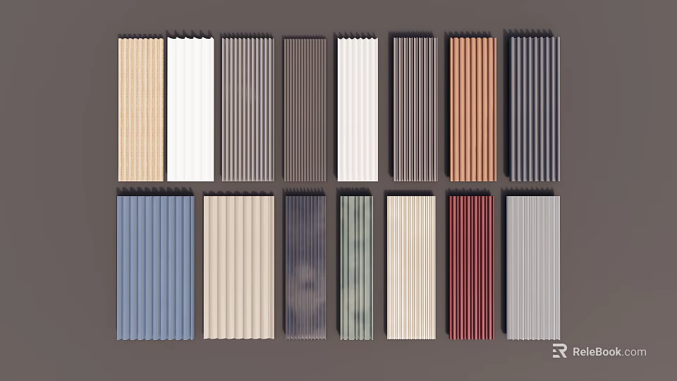 Diverse Wall Paneling Options with Multiple Colors and Textured Designs for Home Decor 3d model