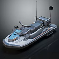 Tactical Patrol Jet Ski With Black Blue Color Scheme Seat Console Roof Antenna And Equipment