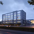 Modern Industrial Factory Building Exterior Design with Multi Storey Glass Windows and Surrounding Roads Greenery