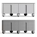 Elegant Modern Wooden Sideboard With Golden Spherical Legs And Marble Top