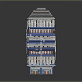 Multi Story Modern Building With Solar Panels And Colorful Decorative Elements