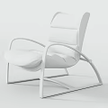 Modern Leisure Chair With White Blue Leather Upholstery And Black Metal Frame