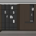 Modern Elegant Built in Bookshelf Interior With Wooden Shelves And LED Lighting