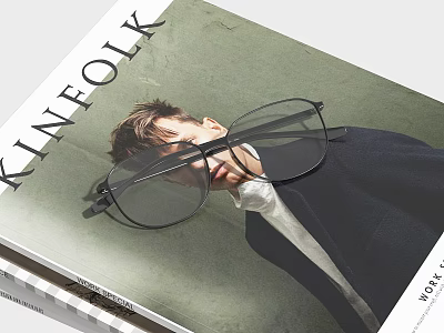 Stylish Black Frame Eyeglasses As Trendy Fashion Jewelry On Magazine 3d model