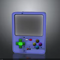 3D Rendered Blue Handheld Game Console With Green Directional Pad And Colorful Buttons