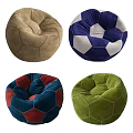 Comfortable Bean Bag Chairs With Assorted Colors And Soccer Ball Patterns 3d model