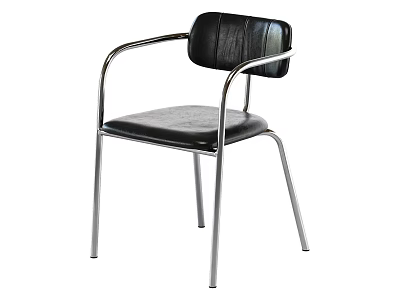 Modern Black Upholstered Dining Chair With Sleek Metal Frame And Armrests 3d model