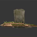 Modern Natural Stone Decor With Green Moss Small Plants And Earth Base
