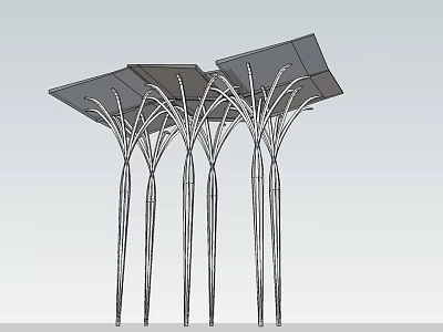 Modern Pergola Design With Sloped Top Panels And Metal Support Columns 3d model
