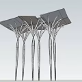 Modern Pergola Design With Sloped Top Panels And Metal Support Columns