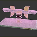 Children's Spring Rocker Play Equipment with Four Green Seats Yellow Spring and Green Platform Base