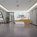 Modern Office Front Desk Reception With Tuoch Logo Wall And Waiting Area Elements 3d model