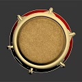 Red Conga Drum With Golden Accents And Natural Wood Drumhead Shiny Finish